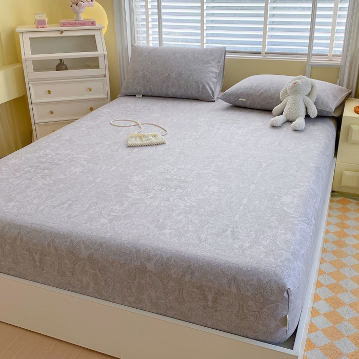 91家纺网 家纺一手货源 找家纺 慕尚家纺 2025新款全棉纯棉老粗布花卉床笠款凉席席子 梦境