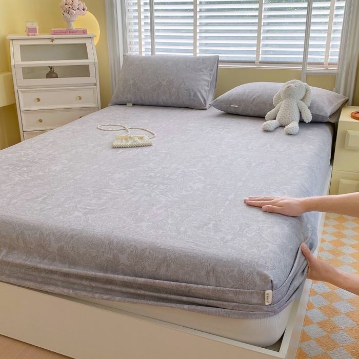 91家纺网 家纺一手货源 找家纺 慕尚家纺 2025新款全棉纯棉老粗布花卉床笠款凉席席子 梦境