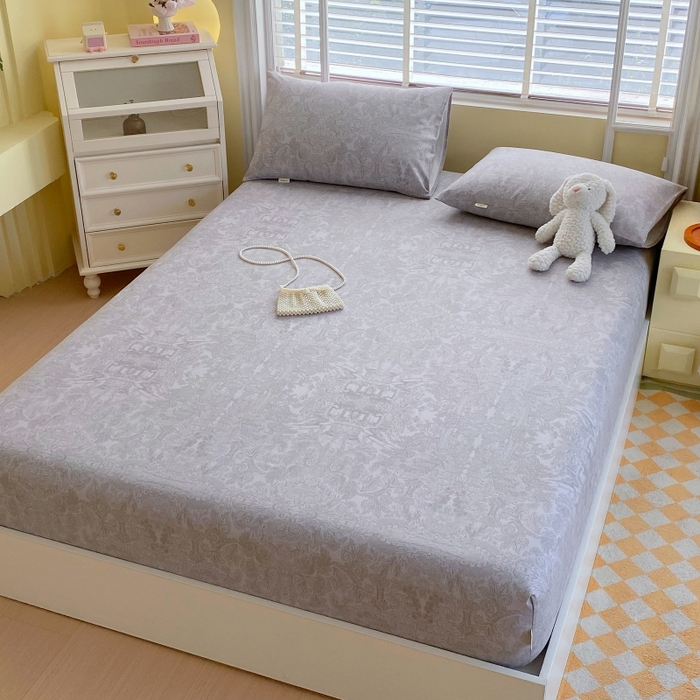 91家纺网 家纺一手货源 找家纺 慕尚家纺 2025新款全棉纯棉老粗布花卉床笠款凉席席子 梦境