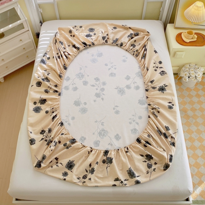 91家纺网 家纺一手货源 找家纺 慕尚家纺 2025新款全棉纯棉老粗布花卉床笠款凉席席子 莫奈花