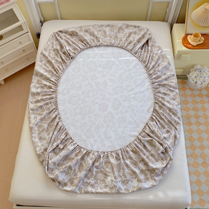 91家纺网 家纺一手货源 找家纺 慕尚家纺 2025新款全棉纯棉老粗布花卉床笠款凉席席子 青花-黄