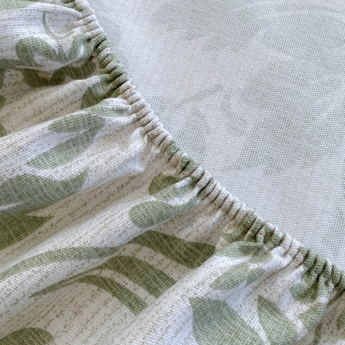 91家纺网 家纺一手货源 找家纺 慕尚家纺 2025新款全棉纯棉老粗布花卉床笠款凉席席子 青花-绿