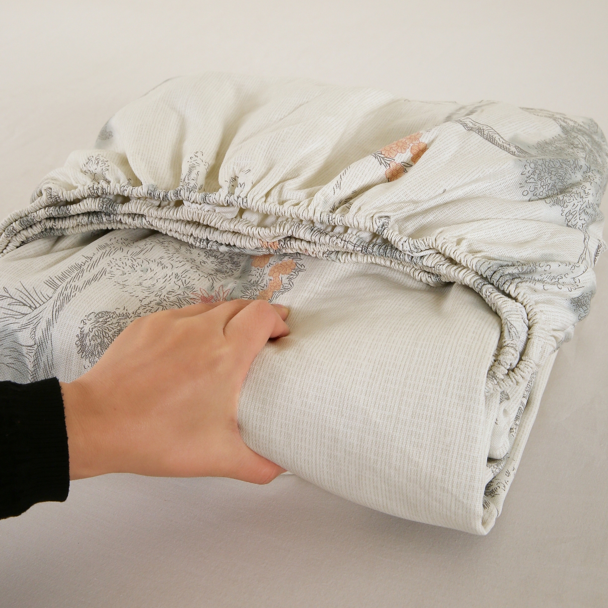 慕尚家纺 2025新款全棉纯棉老粗布花卉床笠款凉席席子 水墨江南