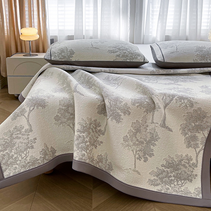 91家纺网 家纺一手货源 找家纺 （总）全季家居 2025新款A类乙纶PE花卉轻奢提花系列凉豆豆席