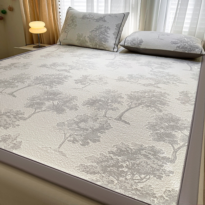 91家纺网 家纺一手货源 找家纺 （总）全季家居 2025新款A类乙纶PE花卉轻奢提花系列凉豆豆席