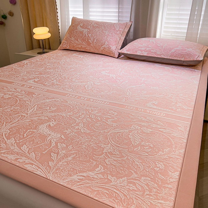 91家纺网 家纺一手货源 找家纺 （总）全季家居 2025新款A类乙纶PE花卉轻奢提花系列凉豆豆席