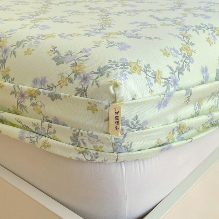 91家纺网 家纺一手货源 找家纺 慕尚家纺 2025新款全棉纯棉老粗布花卉床笠款凉席席子 香颂