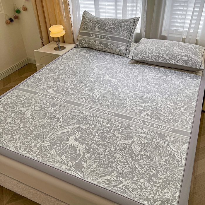 91家纺网 家纺一手货源 找家纺 （总）全季家居 2025新款A类乙纶PE花卉轻奢提花系列凉豆豆席