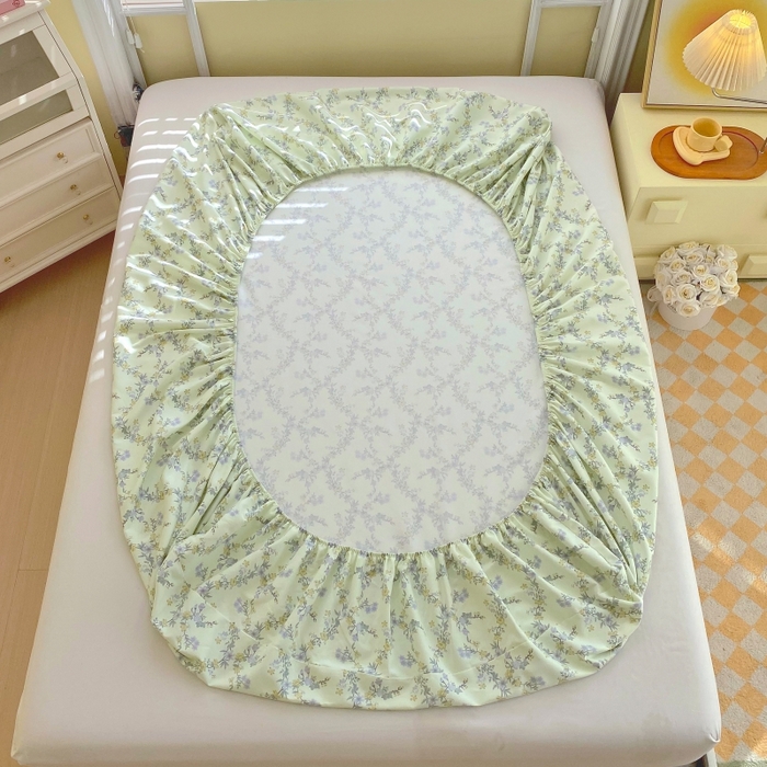 91家纺网 家纺一手货源 找家纺 慕尚家纺 2025新款全棉纯棉老粗布花卉床笠款凉席席子 香颂