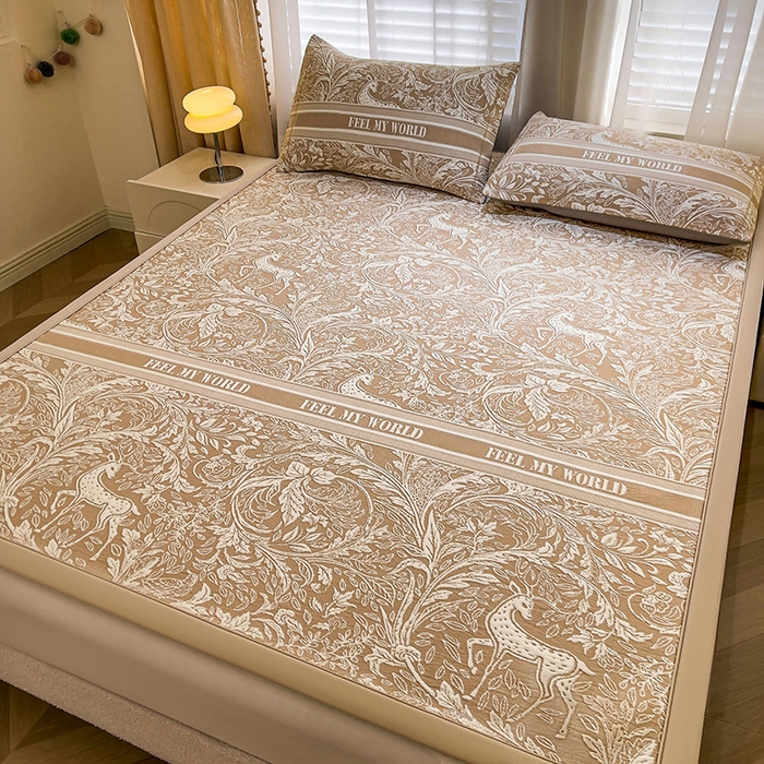 91家纺网 家纺一手货源 找家纺 （总）全季家居 2025新款A类乙纶PE花卉轻奢提花系列凉豆豆席