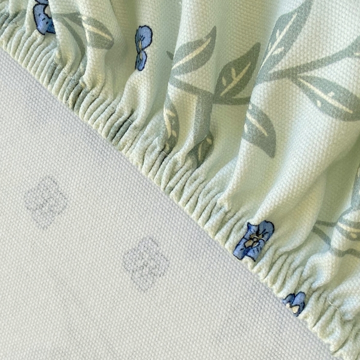 91家纺网 家纺一手货源 找家纺 慕尚家纺 2025新款全棉纯棉老粗布花卉床笠款凉席席子 幸运草