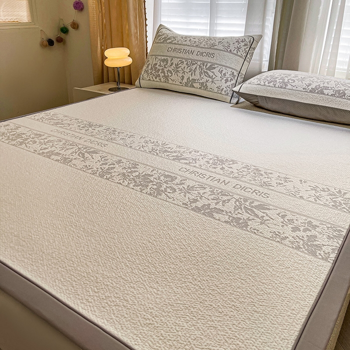 91家纺网 家纺一手货源 找家纺 全季家居 2025新款A类乙纶PE花卉轻奢提花系列凉豆豆席 床席款-浪漫枫林-浅灰