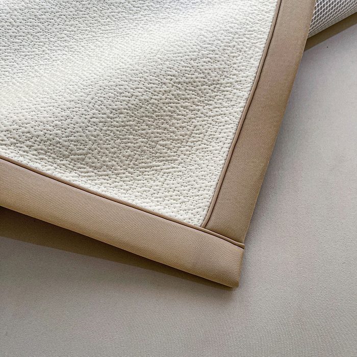 91家纺网 家纺一手货源 找家纺 全季家居 2025新款A类乙纶PE花卉轻奢提花系列凉豆豆席 床席款-浪漫枫林-浅咖