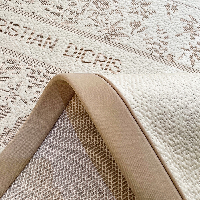 91家纺网 家纺一手货源 找家纺 全季家居 2025新款A类乙纶PE花卉轻奢提花系列凉豆豆席 床席款-浪漫枫林-浅咖