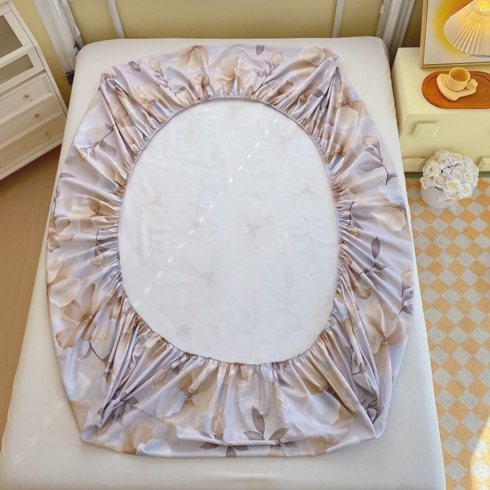 91家纺网 家纺一手货源 找家纺 慕尚家纺 2025新款全棉纯棉老粗布花卉床笠款凉席席子 秀雅