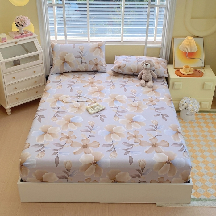 91家纺网 家纺一手货源 找家纺 慕尚家纺 2025新款全棉纯棉老粗布花卉床笠款凉席席子 秀雅