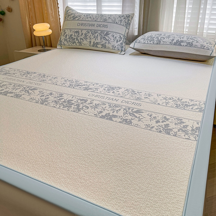 全季家居 2025新款A类乙纶PE花卉轻奢提花系列凉豆豆席 床席款-浪漫枫林-天蓝