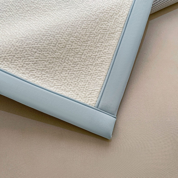 91家纺网 家纺一手货源 找家纺 全季家居 2025新款A类乙纶PE花卉轻奢提花系列凉豆豆席 床席款-浪漫枫林-天蓝