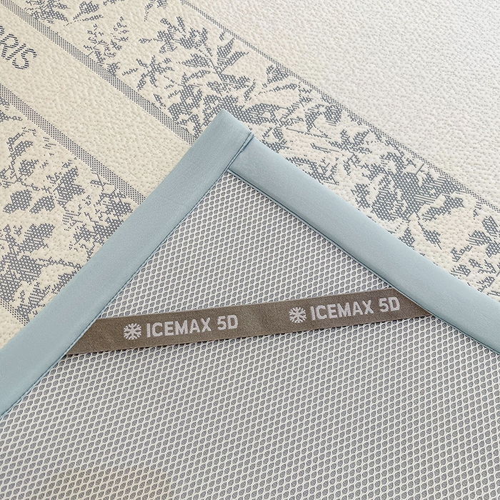 91家纺网 家纺一手货源 找家纺 全季家居 2025新款A类乙纶PE花卉轻奢提花系列凉豆豆席 床席款-浪漫枫林-天蓝