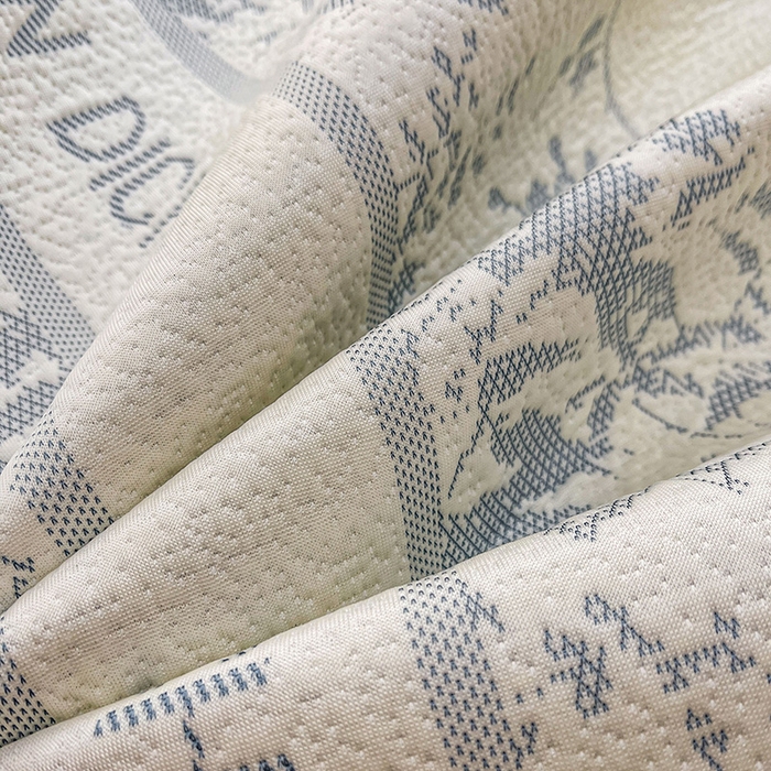 91家纺网 家纺一手货源 找家纺 全季家居 2025新款A类乙纶PE花卉轻奢提花系列凉豆豆席 床席款-浪漫枫林-天蓝