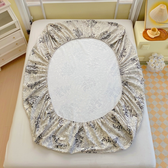 91家纺网 家纺一手货源 找家纺 慕尚家纺 2025新款全棉纯棉老粗布花卉床笠款凉席席子 叶纷飞