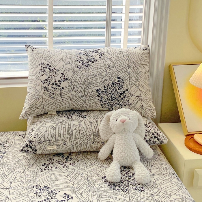 91家纺网 家纺一手货源 找家纺 慕尚家纺 2025新款全棉纯棉老粗布花卉床笠款凉席席子 叶纷飞