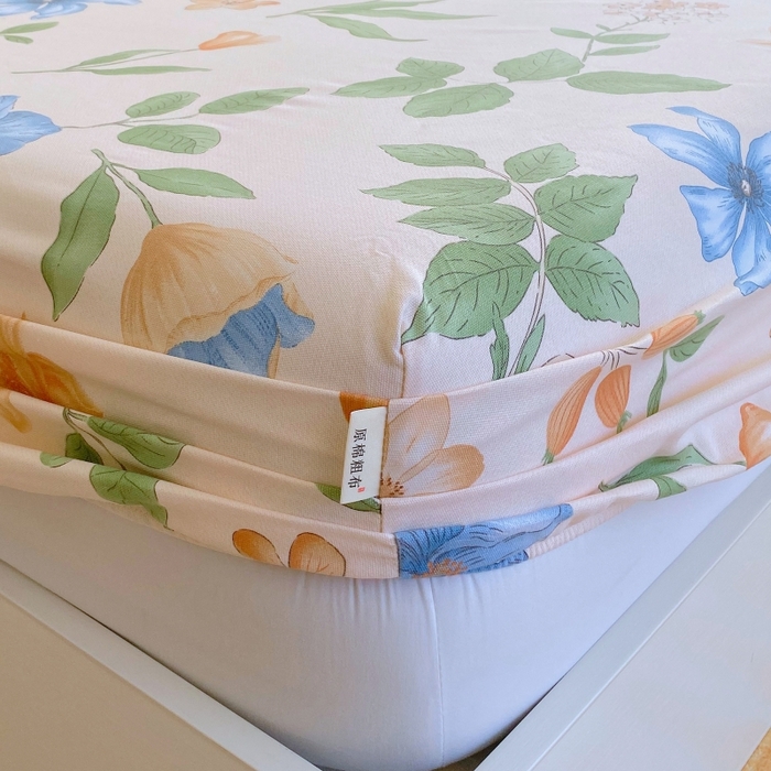 91家纺网 家纺一手货源 找家纺 慕尚家纺 2025新款全棉纯棉老粗布花卉床笠款凉席席子 依恋