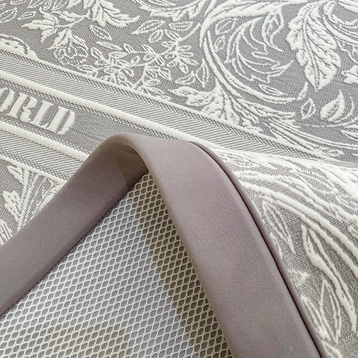 91家纺网 家纺一手货源 找家纺 全季家居 2025新款A类乙纶PE花卉轻奢提花系列凉豆豆席 床席款-麋鹿花园-浅灰