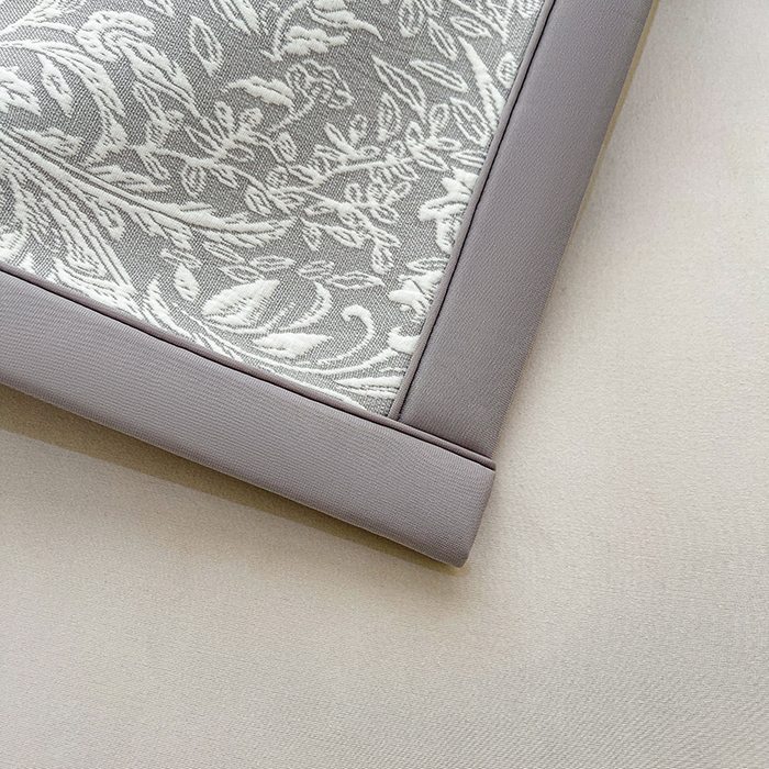 91家纺网 家纺一手货源 找家纺 全季家居 2025新款A类乙纶PE花卉轻奢提花系列凉豆豆席 床席款-麋鹿花园-浅灰