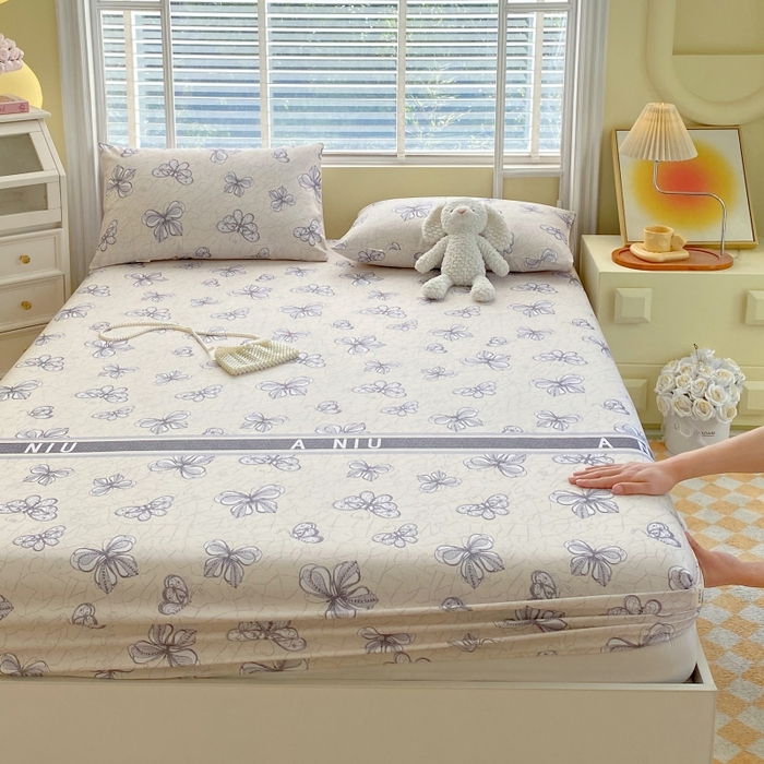 91家纺网 家纺一手货源 找家纺 慕尚家纺 2025新款全棉纯棉老粗布花卉床笠款凉席席子 约定