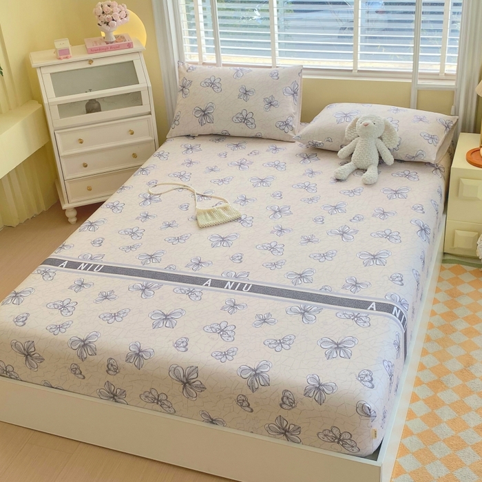 91家纺网 家纺一手货源 找家纺 慕尚家纺 2025新款全棉纯棉老粗布花卉床笠款凉席席子 约定