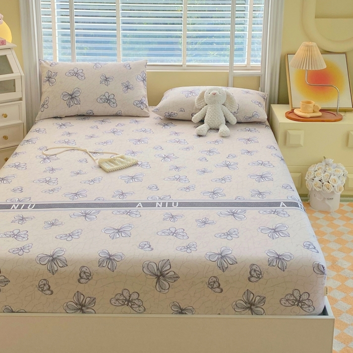 91家纺网 家纺一手货源 找家纺 慕尚家纺 2025新款全棉纯棉老粗布花卉床笠款凉席席子 约定