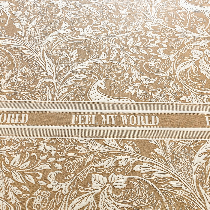 91家纺网 家纺一手货源 找家纺 全季家居 2025新款A类乙纶PE花卉轻奢提花系列凉豆豆席 床席款-麋鹿花园-浅咖