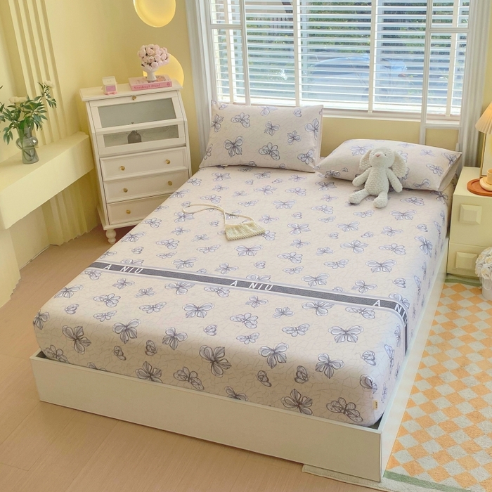 91家纺网 家纺一手货源 找家纺 慕尚家纺 2025新款全棉纯棉老粗布花卉床笠款凉席席子 约定