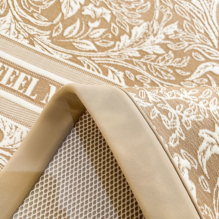 91家纺网 家纺一手货源 找家纺 全季家居 2025新款A类乙纶PE花卉轻奢提花系列凉豆豆席 床席款-麋鹿花园-浅咖