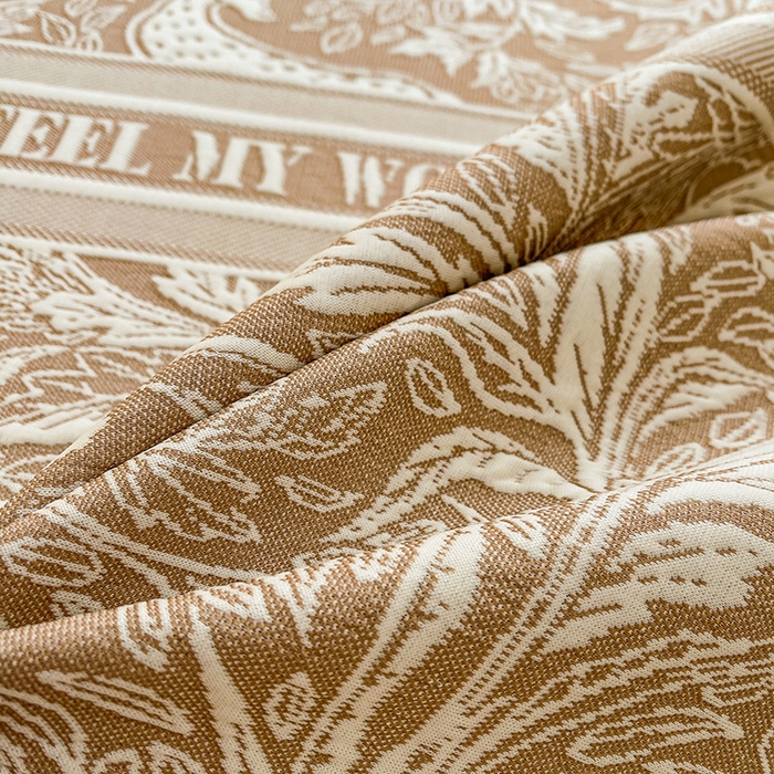 91家纺网 家纺一手货源 找家纺 全季家居 2025新款A类乙纶PE花卉轻奢提花系列凉豆豆席 床席款-麋鹿花园-浅咖