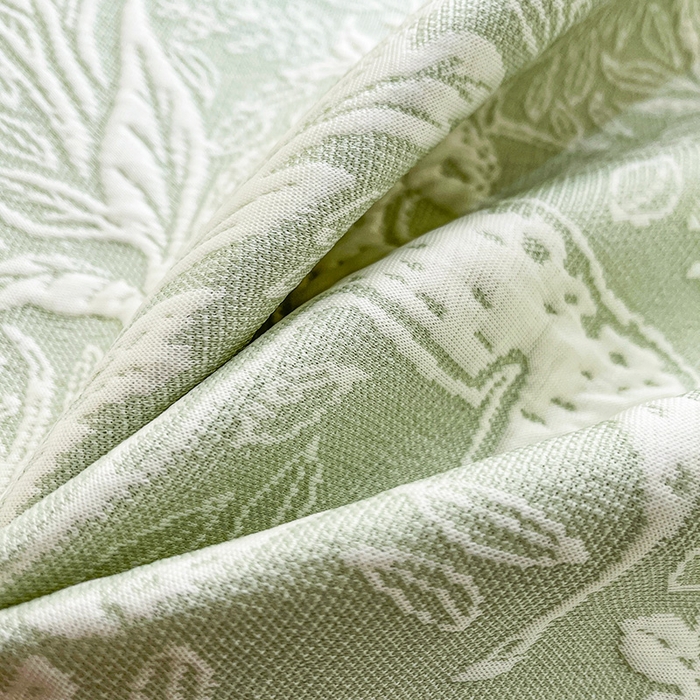 91家纺网 家纺一手货源 找家纺 全季家居 2025新款A类乙纶PE花卉轻奢提花系列凉豆豆席 床席款-麋鹿花园-水绿