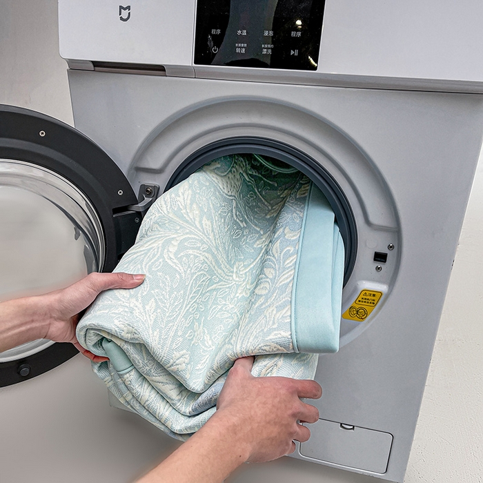 91家纺网 家纺一手货源 找家纺 全季家居 2025新款A类乙纶PE花卉轻奢提花系列凉豆豆席 床席款-麋鹿花园-天蓝