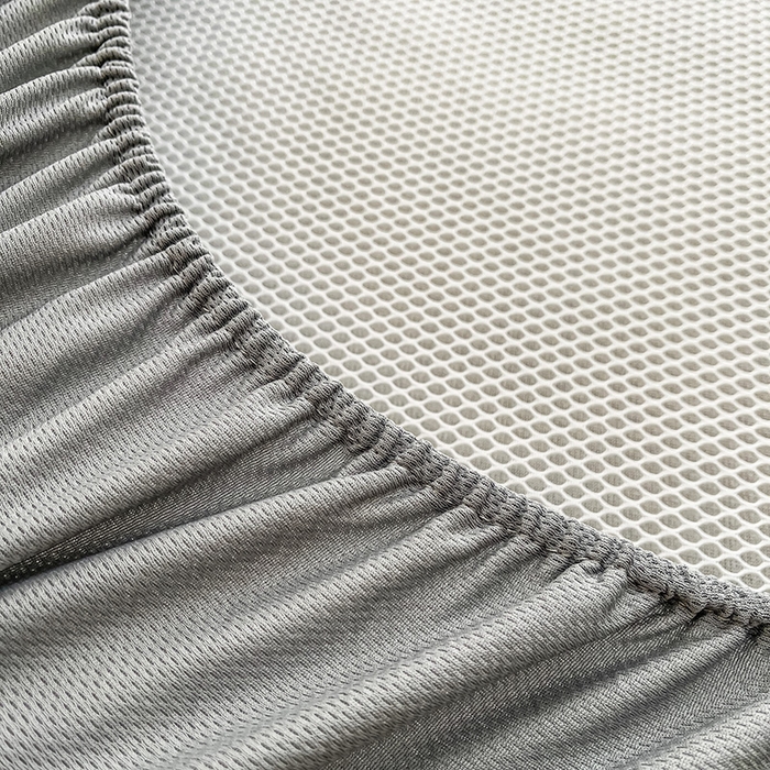 91家纺网 家纺一手货源 找家纺 全季家居 2025新款A类乙纶PE花卉轻奢提花系列凉豆豆席 床笠款-浪漫枫林-浅灰