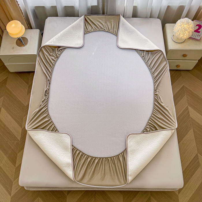 91家纺网 家纺一手货源 找家纺 全季家居 2025新款A类乙纶PE花卉轻奢提花系列凉豆豆席 床笠款-浪漫枫林-浅咖