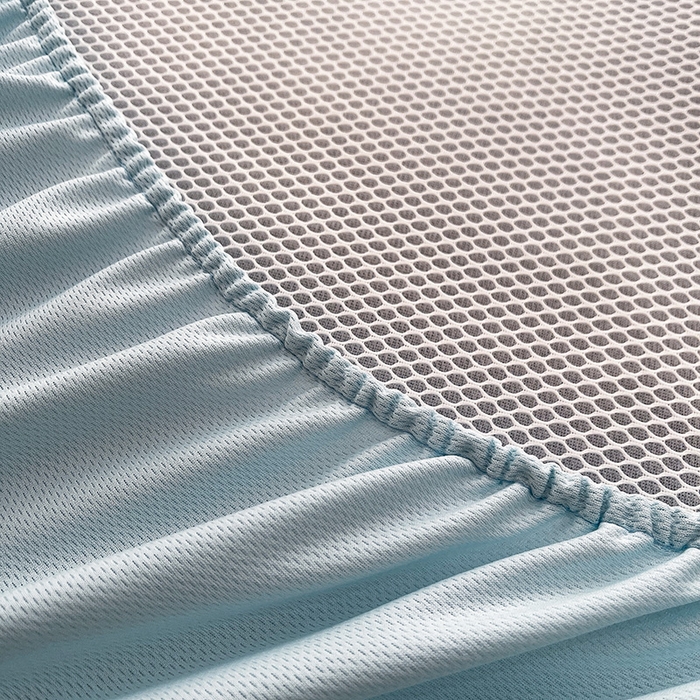 91家纺网 家纺一手货源 找家纺 全季家居 2025新款A类乙纶PE花卉轻奢提花系列凉豆豆席 床笠款-迷雾森林-天蓝