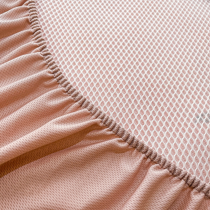 91家纺网 家纺一手货源 找家纺 全季家居 2025新款A类乙纶PE花卉轻奢提花系列凉豆豆席 床笠款-麋鹿花园-淡粉