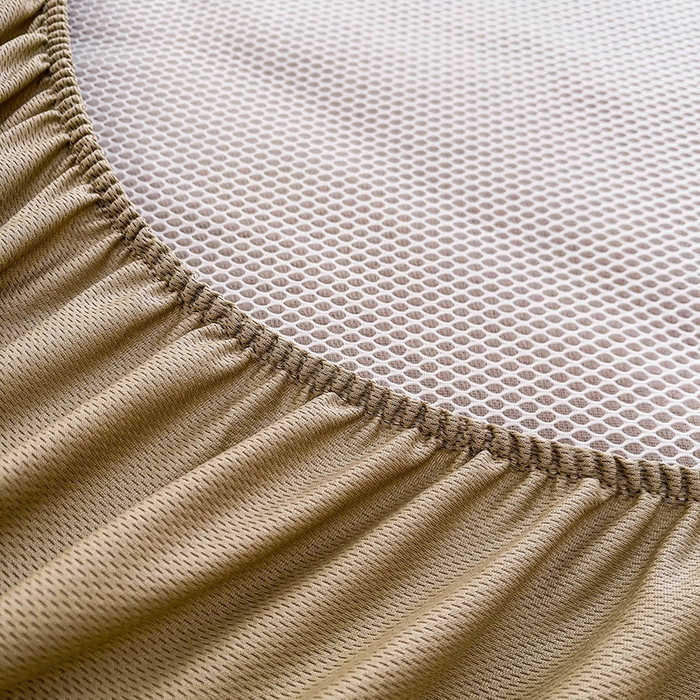 91家纺网 家纺一手货源 找家纺 全季家居 2025新款A类乙纶PE花卉轻奢提花系列凉豆豆席 床笠款-麋鹿花园-浅咖