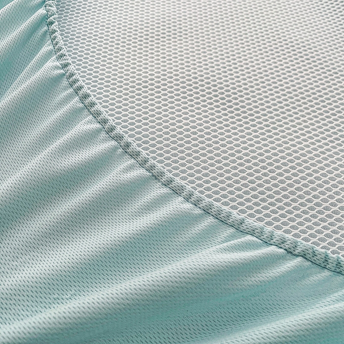 91家纺网 家纺一手货源 找家纺 全季家居 2025新款A类乙纶PE花卉轻奢提花系列凉豆豆席 床笠款-麋鹿花园-天蓝