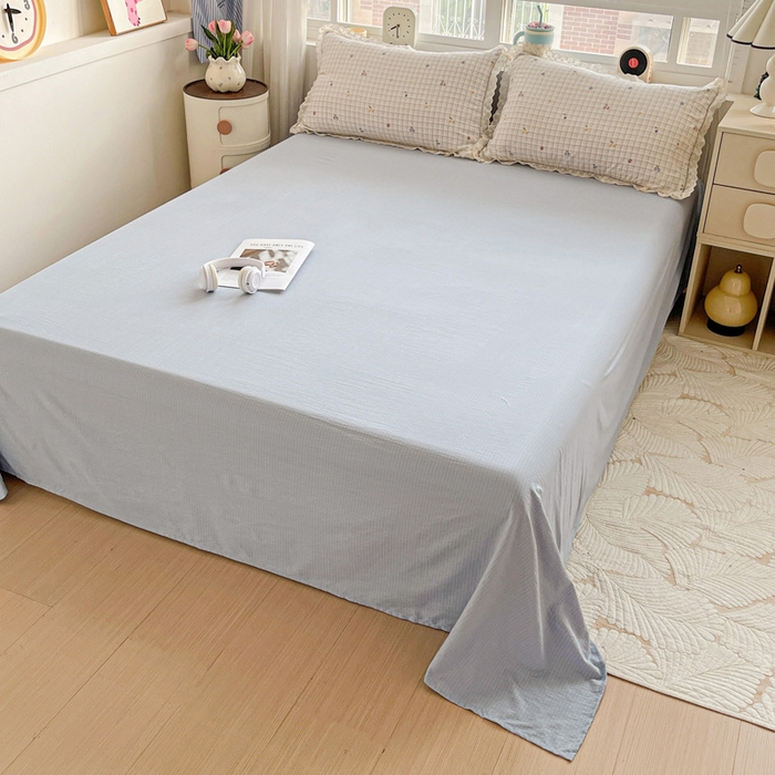 91家纺网 家纺一手货源 找家纺 富米莱（原臻工厂） 2025新款云感亲肤棉皱皱双层纱全棉纯棉花边四件套 遇见