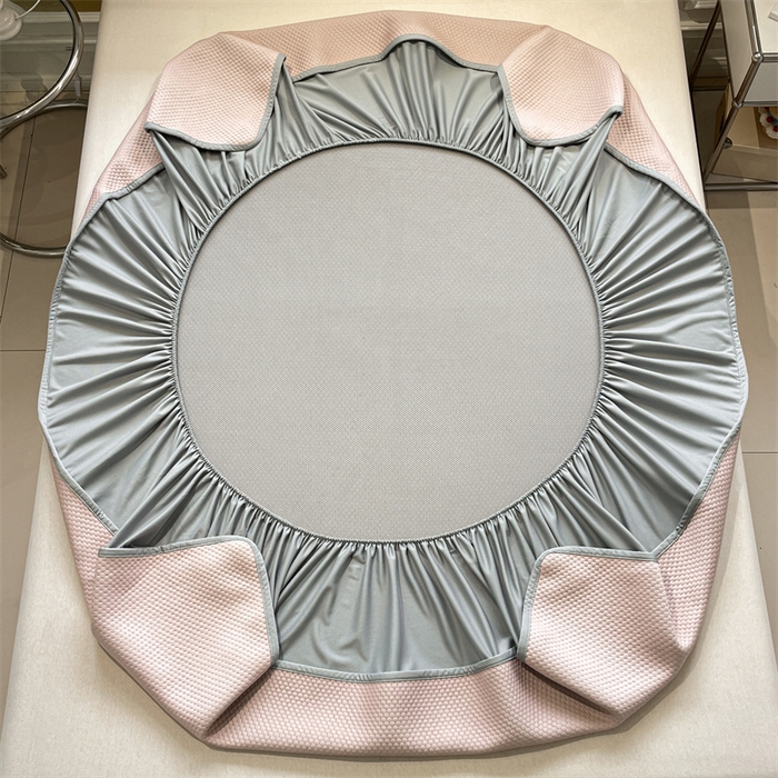 91家纺网 家纺一手货源 找家纺 启程家纺 2025新款凉豆豆复合三明治刺绣款凉席席子-床笠款 小香风-粉-床笠款