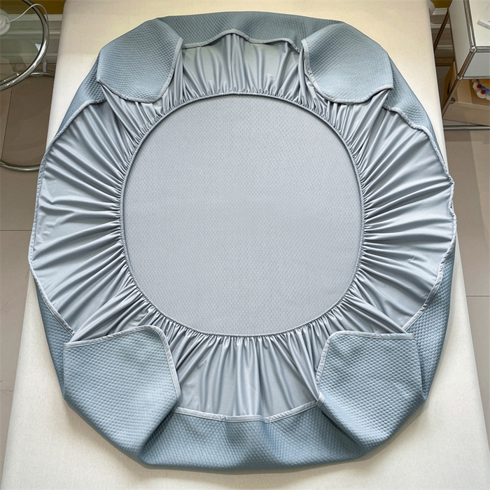 91家纺网 家纺一手货源 找家纺 启程家纺 2025新款凉豆豆复合三明治刺绣款凉席席子-床笠款 熊猫-蓝-床笠款