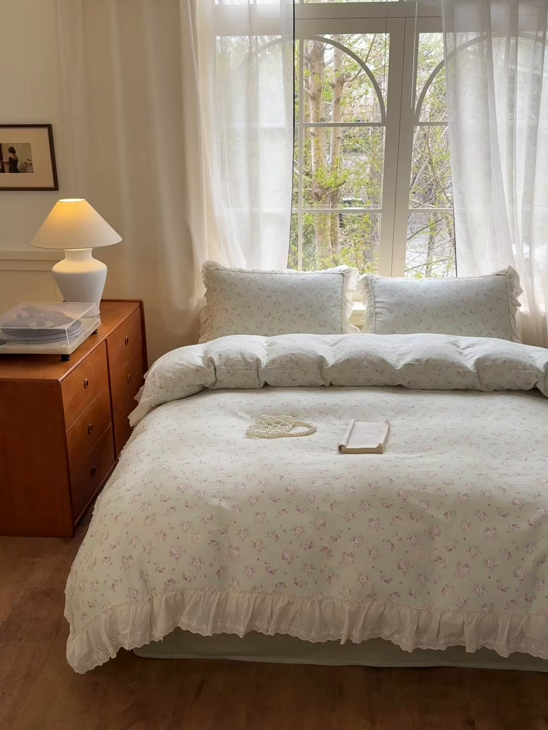 91家纺网 家纺一手货源 找家纺 （总）淑女公社家纺 2025新款法式花边纯棉双层纱四件套