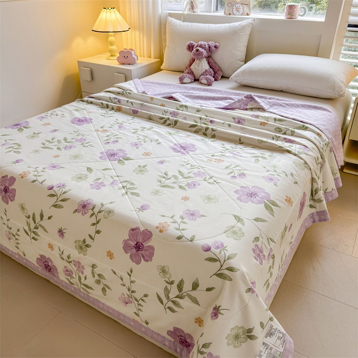 91家纺网 家纺一手货源 找家纺 小石头家纺 2025新款里外全棉A类纯棉棉花小碎花夏被包质检=买家秀 缤纷花朵