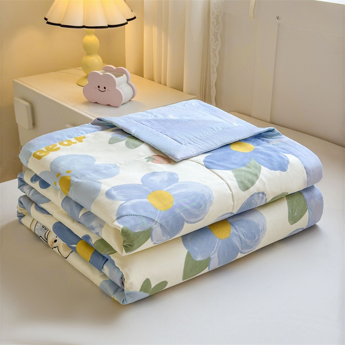 91家纺网 家纺一手货源 找家纺 小石头家纺 2025新款里外全棉A类纯棉棉花小碎花夏被包质检=买家秀 蓝色花海